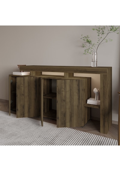 İnarch Dizayn Beliz Led Işıklı Modern Konsol 170 Cm, 4 Kapaklı Ve İç Raflı Depolama, Şık Tasarım Ceviz İnarch Dizayn Beliz Led Işıklı Modern Konsol 170 Cm, 4 Kapaklı Ve İç Raflı Depolama, Şık Tasarım Ceviz