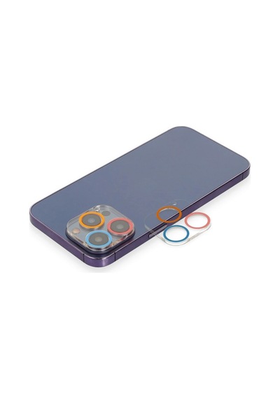 Mey İthalat Apple, Uyumlu iPhone 12 Pro Renkli Kamera Lens Koruma Cam - Pembe-mavi