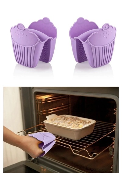 Mini Cupkek Desenli Silikon Fırın Tutacağı 1 Adet Çok Renkli