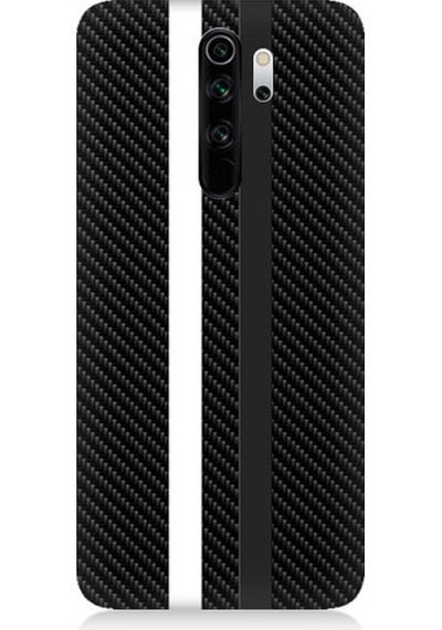 Xiaomi Redmi Note 8 Pro Uyumlu Silikon Kılıf Siyah Beyaz Karbon Motif