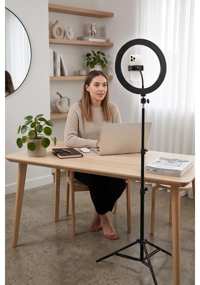 Joyplus Selfie Çubuğu Ring Light Led Işıklı Tripod Halka Youtuber Tiktok Video Makyaj Işığı Ayaklı