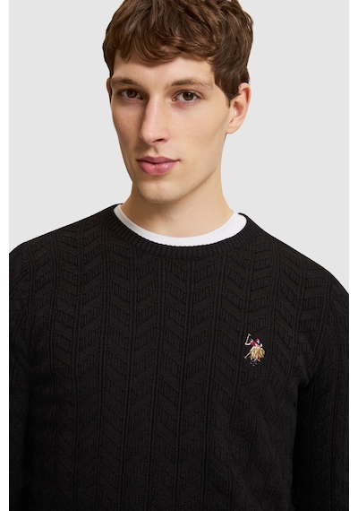 U.S. Polo Assn. Erkek Siyah Bisiklet Yaka Slim Fit %100 Pamuk Örgülü Basic Kazak 50327559-vr046 U.S. Polo Assn. Erkek Siyah Bisiklet Yaka Slim Fit %100 Pamuk Örgülü Basic Kazak 50327559-vr046