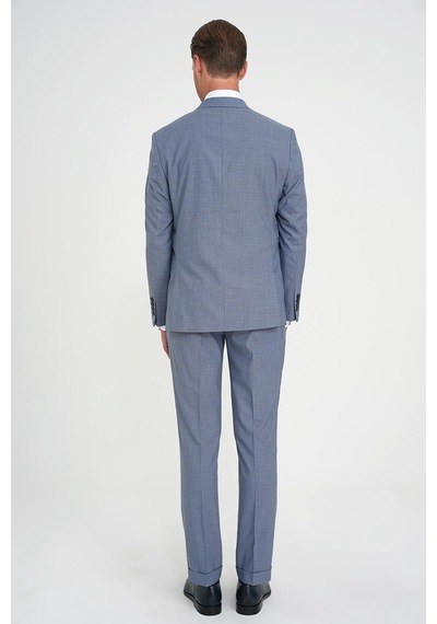 Efor Slim Fit Çift Yırtmaç Esnek Yelekli Klasik Havacı Mavi Takım Elbise Tk 916 Mavi