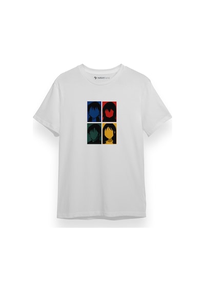 Erased Anime All Main Character Minimal Colorful Art Beyaz Kısa Kol Erkek Tshirt 001