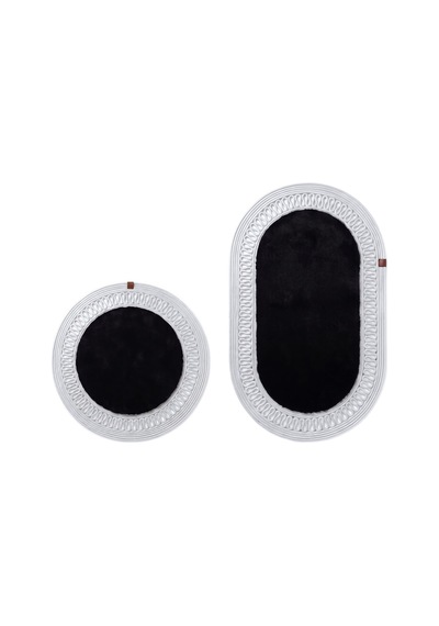 Banyo Paspası Takımı 60x100+60x60 Cm İç Trikot Siyah & Gümüş