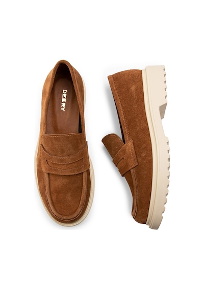 Deery Hakiki Süet Taba Rengi Loafer Kadın Ayakkabı - 01903ztbap01 Taba