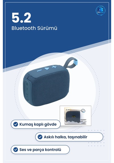 Bluetooth 5.2 Mini Hoparlör Müzik Çalar Kablosuz Taşınabilir Kuma