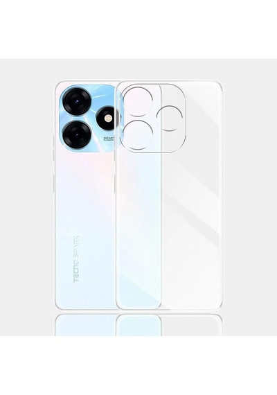 Tecno Spark 10c Kılıf Kamera Korumalı Silikon Rubber Arka Kapak Şeffaf