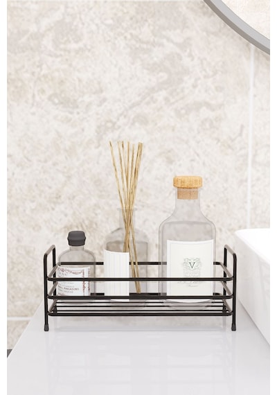 Eva Metal Tasarim Banyo Mutfak Organizer Düzenleyici Raf Kozmetik Takı Stand Baharatlık Dolap Içi, Tezgah Üstü Metal Siyah