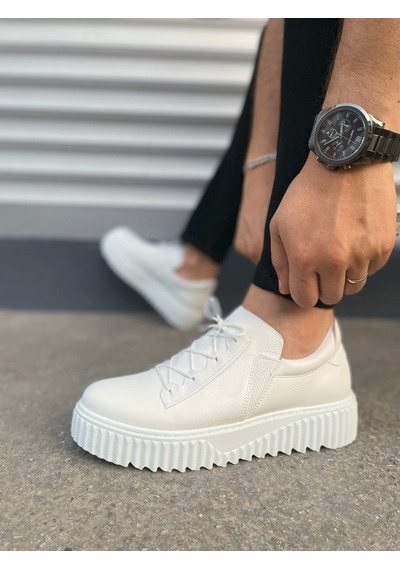 Jy502 Bold Bağcıklı Cilt Erkek Günlük Sneaker Ayakkabı Cbt - Beyaz Beyaz