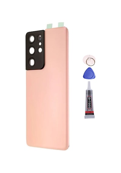 Samsung S21 Ultra Kahverengi Uyumlu Arka Kapak Batarya Kapağı Pil Kapağı Yapışkan Ve Sökme Aparatıyla Beraber Full Set Kahverengi