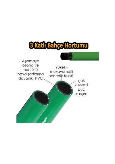 15 Metre Termo Bahçe Hortumu Dayanıklı 3 Katlı Sağlam Çeşme Su Sulama Yıkama Hortum 12.5 Mm 1/2"