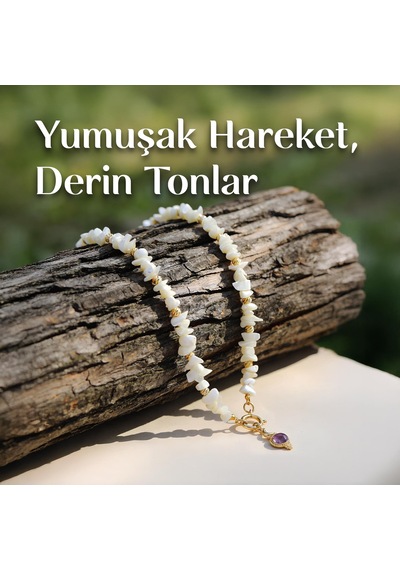 Ametist Sallantılı Sedef Kolye Yumuşak Hareket, Derin Tonlar Renkli