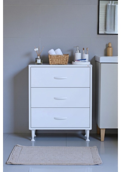 Eliusta Seçer 3 Çekmeceli 55 Cm Banyo Ve Mutfak Dolabı Beyaz 55x75x32,5 Cm Çok Amaçlı Organizer Dolap Beyaz