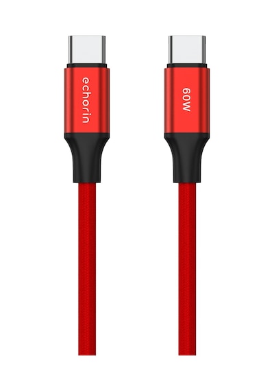 Usb C'den Usb C'ye 60w, 2.4a, 1m, Pd 2.0, Çift Kat Örgülü Hızlı Şarj Ve Data Kablosu Kırmızı, Standart