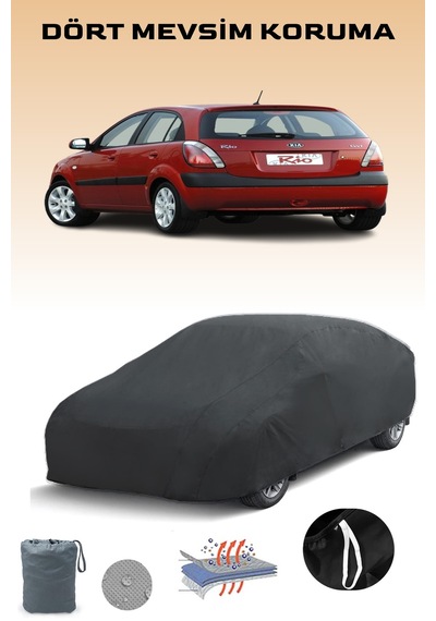 Siyah, Kıa Rıo Hatchback 2005 - 2008, Araba Brandası, Oto Örtüsü, Araba Çadırı Siyah