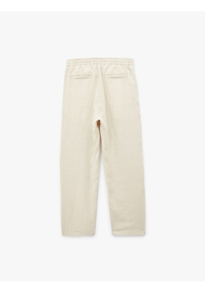 Koton Regular Fit Cepli Beli Bağcıklı Keten Pantolon Bej 6sam40012nw Ekru Koton Regular Fit Cepli Beli Bağcıklı Keten Pantolon Bej 6sam40012nw Ekru
