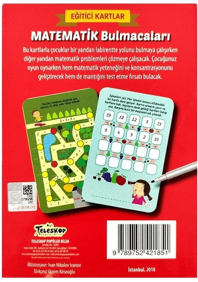 Matematik Bulmacaları Eğitici Oyun Kartları - Etkinlik Kartları