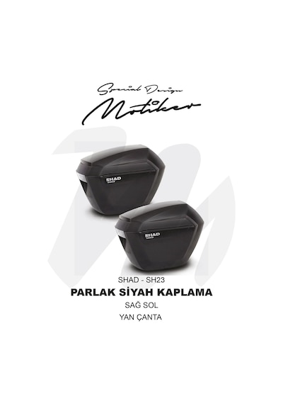 Shad Sh23 Arka Sağ Sol Yan Çanta Parlak Siyah Kaplama Sticker Eti