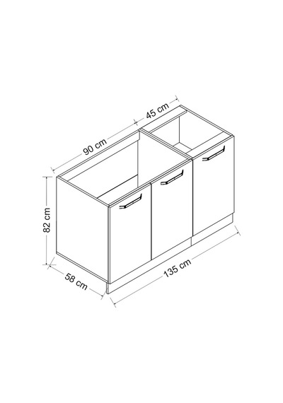 Minar 135 Cm Mutfak Dolabı Beyaz 135-B1-Alt Modül Beyaz