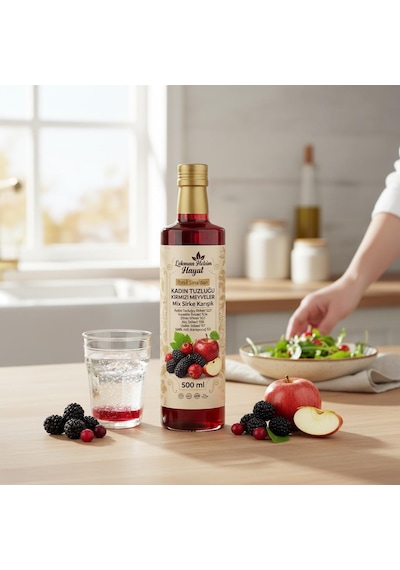 3 Şişe Lokman Hekim Hayat Kadın Tuzluğu Berberin Kırmızı Meyveler Mix Sirke Karışık 3x500 Ml