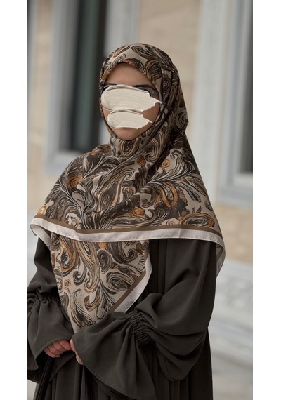 Qalortex Scarf Pamuklu Soft Açelya Desen Eşarp-haki