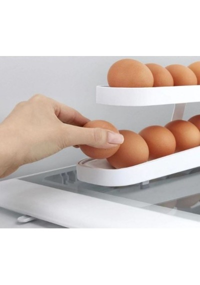 2 Katlı Otomatik Buzdolabı Yumurta Standı Plastik Beyaz Diğer