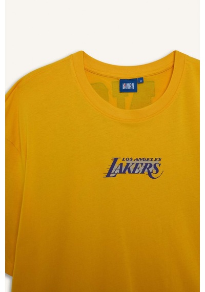 Defacto Nba Los Angeles Lakers Oversıze Bisiklet Yaka Kısa Kollu Tişört C4465ax26spyl113 Sarı-yl113