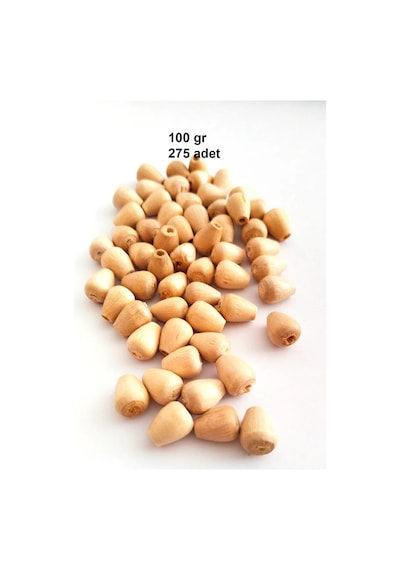 100 Gr 275 Adet Ahşap Boncuk 12 Mm Boy X 10 Mm En Doğal Ahşap Makrome El İşi Çanta