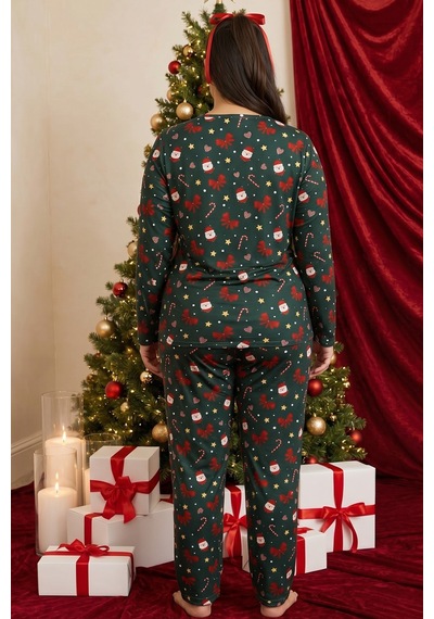Siyah İnci Yılbaşı Temalı Desenli Termal Kumaşlı Ultra Soft Yumuşak Büyük Beden Battal Boy Örme Pijama Takımı 26226711 Yeşil Siyah İnci Yılbaşı Temalı Desenli Termal Kumaşlı Ultra Soft Yumuşak Büyük Beden Battal Boy Örme Pijama Takımı 26226711 Yeşil