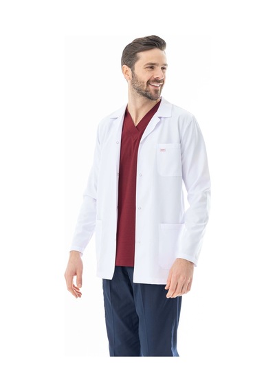 Spor Yaka Ceket Boy Erkek Doktor Önlüğü Alpaka Kumaş Beyaz Beo101 Beyaz