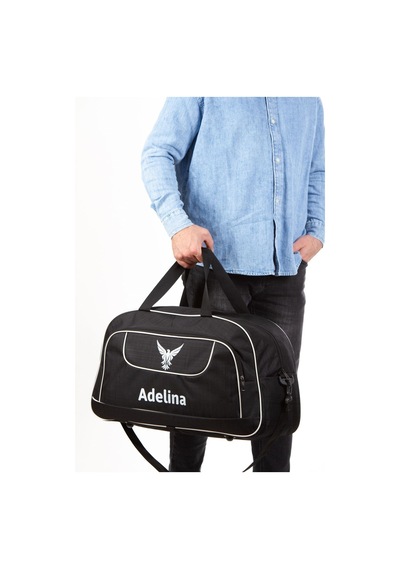 Adelina Bags Unisex Siyah Seyahat Tatil Spor Kabin Boy Kumaş Valiz El Ve Omuz Çantası Siyah