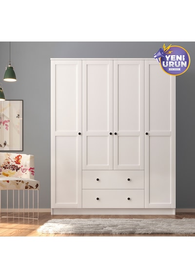 Side 4 Kapak 2 Çekmece Mega Gardırop Beyaz Side 4 Kapak 2 Çekmece Mega Gardırop Beyaz
