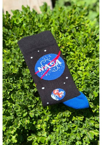 Lousocks Unisex Nasa Gezegenler Sağlı Sollu Soket Çorap Siyah