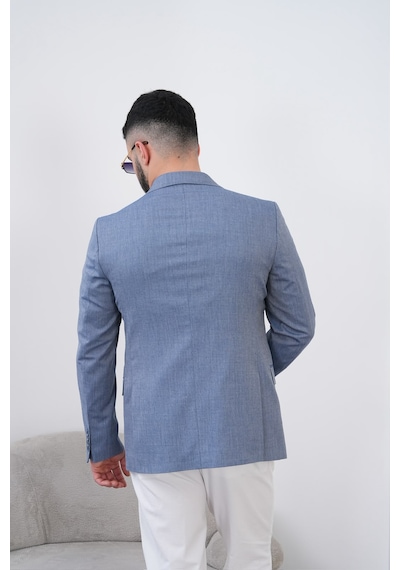 Dupont Classics Dupont Keten Slim Fit 6 Drop Sivri Yaka Çift Yırtmaçlı Erkek Blazer Ceket Açık Mavi Dupont Classics Dupont Keten Slim Fit 6 Drop Sivri Yaka Çift Yırtmaçlı Erkek Blazer Ceket Açık Mavi