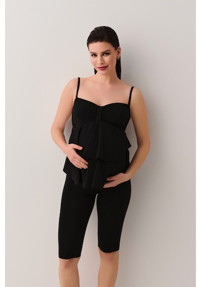Suwen Volanlı Straplez Tankini Üst Sbn25720012 Siyah