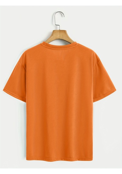 Unisex Sevimli Kedi Patili Kalp Tasarım Basklı Tshirt Turuncu