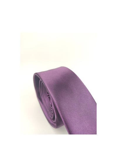 Demfashion Saten Parlak Slim Kravat Mendil Seti Mor (538523800) Mor