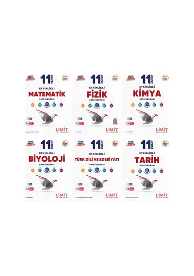 Limit 2027 11. Sınıf Matematik + Fizik + Kimya + Biyoloji + Türk Dili Ve Edebiyatı + Tarih Soru Bankası Seti 6 Kitap Maarif Model