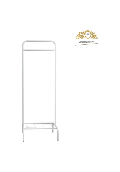 Tekli Beyaz Elbise Askılığı Konfeksiyon Askısı Ayaklı Butik Askı Beyaz