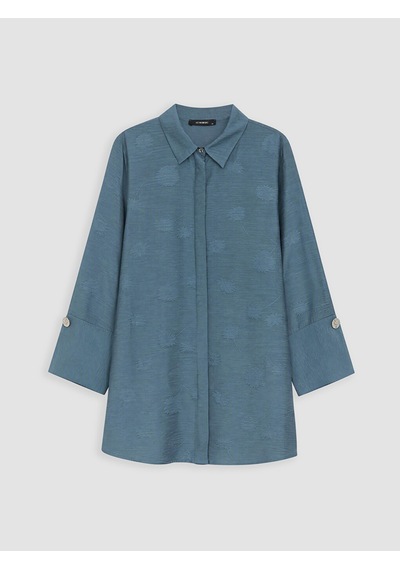LC Waikiki Lc Waıkıkı Petrol Desenli Oversize Kadın Gömlek Tunik