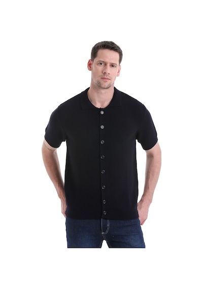Hatemoğlu Regular Fit Düz Düğmeli Kısa Kollu Triko Hırka 34162024c001 005 - Lacivert