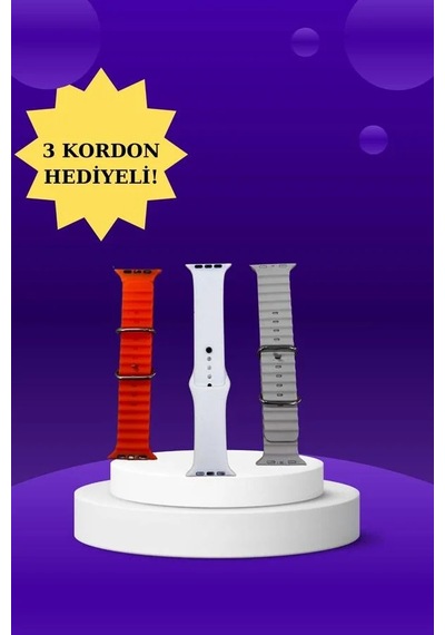 Akıllı Saat Arama Görüşme Bildirim Görme Uyku Ve Takibi Nabız Ölçer 3 Kordon Hediyeli