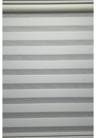 Beyaz Dar Piliseli Zebra Perde Beyaz