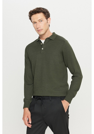 AC&Co / Altınyıldız Classics Erkek Hakı Yünlü Standart Fit Normal Kesim Polo Yaka Basic Triko Kazak Hakı AC&Co / Altınyıldız Classics Erkek Hakı Yünlü Standart Fit Normal Kesim Polo Yaka Basic Triko Kazak Hakı