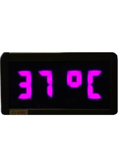 Dijital Led Duvar Ve Masa Saati Ve Derece - Mor Kasa Ölçüleri: 7x17 Cm