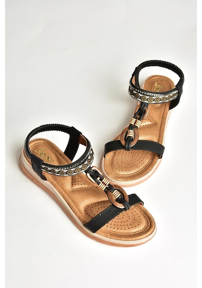 Fox Shoes U258616809 Siyah Kadın Sandalet Siyah-suni Deri Siyah