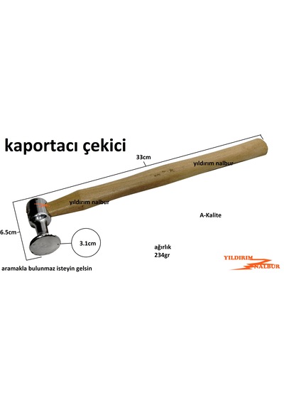 Kaportacı Çekiç Kaportacı Çekici Tek Taraflı Yuvarlak Baş