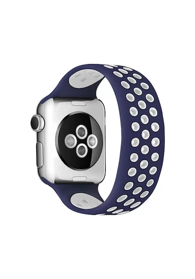 Newface Apple Watch 38mm Ayarlı Delikli Silikon Kordon - Lacivert-beyaz Diğer