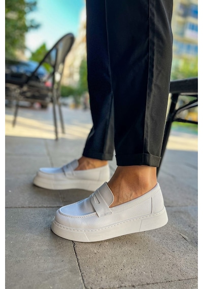 Roof Atelier Erkek Beyaz Loafer Ayakkabı - 421 - Cbt Bandera Beyaz